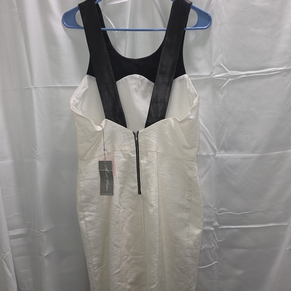 NYC Hunter Dixon Cream & Leather Sleeveless Dress - Picture 2 of 4